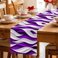 thumbnail image 5 of Purple White Moire Table Runner 72 Inches Long Farmhouse Dress Scarves, Modern Abstract Art Dining Tablerunner for Coffee Table/Kitchen Island/Party Décor, 13" x 72", 5 of 8