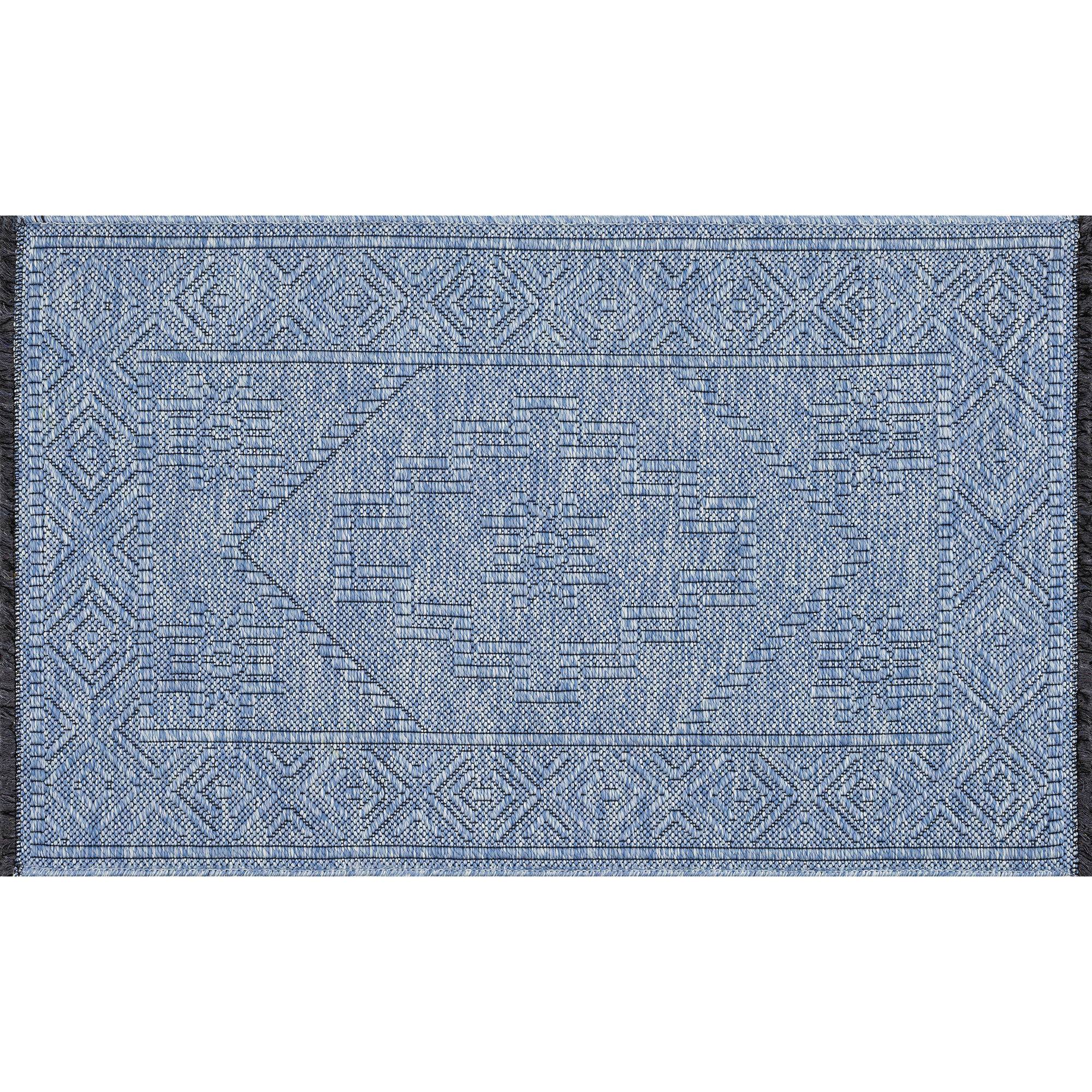 Alma Transitional 2' x 3' Blue and Azure Blue, Machine Washable Polyester & Cotton Indoor Area Rug