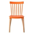 thumbnail image 2 of Modern Plastic Dining Chair Windsor Design with Beech Wood Legs, Orange, 2 of 7