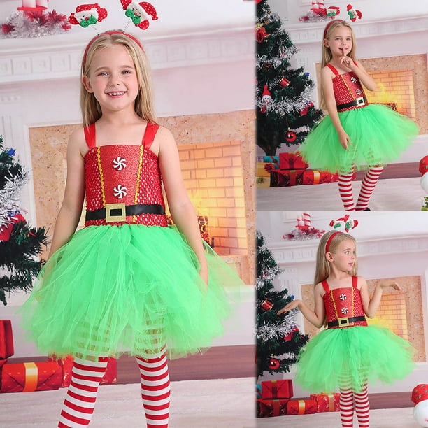 Gibobby vestidos de Navidad larga para nina Vestido de tul para ninas vestido de fiesta de Navidad disfraz de Cosplay vestidos de princesa Rojo