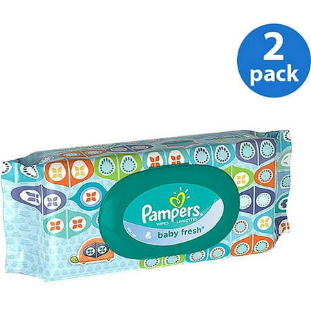 Pampers Baby Fresh Wipes Travel Pack 64 Count (Pack of 2)