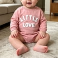 thumbnail image 4 of Newborn Baby Sweatshirt Long Sleeve Crewneck Letter Embroidery Romper Infant Boys Girls Spring Fall Soft Onesie Outfits Pink 6-9 Months, 4 of 7