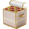 thumbnail image 1 of Boîte de Rangement pour Ornements de Noël Délicate - Poignées Réglables avec Fermeture Éclair Double, Sac de Rangement Décoratif, pour 75 Ornements de Fête, 1 of 9