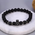 thumbnail image 4 of Bracelet Charme Tête Noire Perles pour Hommes, Bijou de Mode, 4 of 8