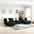 thumbnail image 4 of Marigold Black Velvet U-Shaped Double Chaise Sectional Sofa Gold or Silver Legs, 4 of 9
