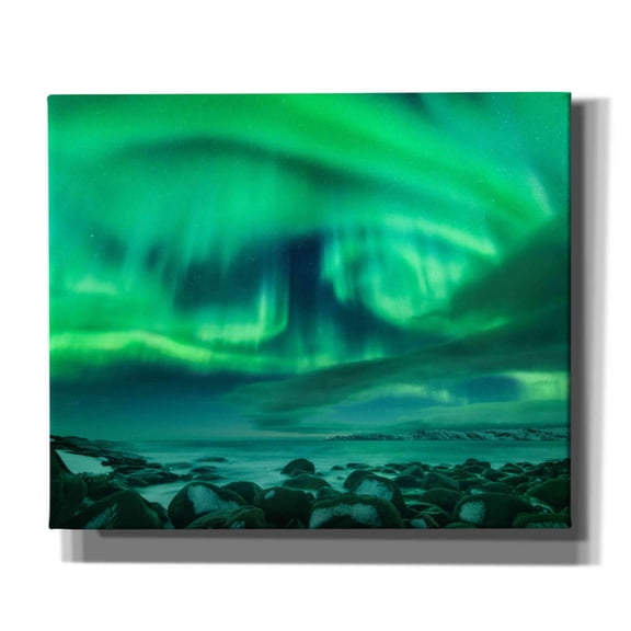 Epic Graffiti 'Aurora Borealis Over Ocean' by Epic Portfolio, Giclee Canvas Wall Art, 24"x20"