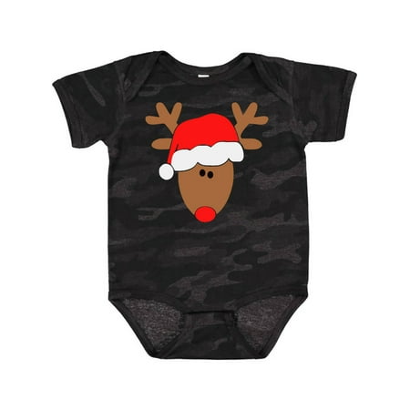 

Inktastic Christmas Cute Reindeer in Santa Hat Gift Baby Boy or Baby Girl Bodysuit