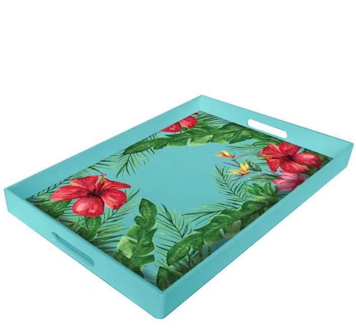 Hometrends, Tropical Decorative Tray, 19x14x1.77 inch, 1 piece