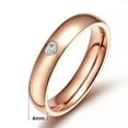 thumbnail image 4 of 4MM Rose Gold/Gold/Silver Stainless Steel Zircon Band Men Women's Ring Size 5-13, 4 of 9