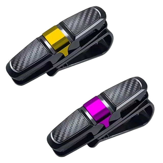 Paquete de 2 soportes para gafas de sol para coche, Clip para gafas de sol para coche, giratorio 180 grados con clip para tarjeta de billete, accesorios para parasol para coche