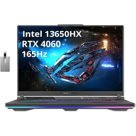 ASUS ROG Strix G16 Gaming Laptop, 16" WUXGA 165Hz Display, Intel Core i7-13650HX, NVIDIA GeForce RTX 4060, 32GB DDR5, 1TB PCIe SSD, 4zone RGB Backlit Keyboard, Win 11 Pro, Hotface 128GB USB Card