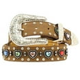 thumbnail image 2 of Nocona Kid's Rhinestone Heart Brown Belt, 2 of 2