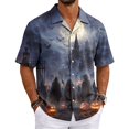 thumbnail image 2 of Men's Halloween Shirts Skeleton Witch Hat Graphic Collared Casual Tees Pumpkin Print Short Sleeve Horror Cute T Shirt 3XL, 2 of 6