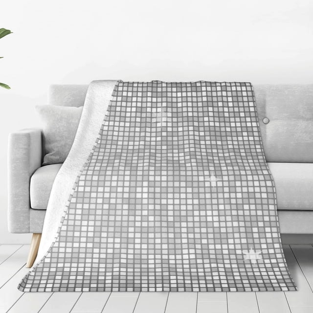 Balery Silver Mosaic Manta de Felpa Suave y Acogedora – Cobija de Franela Aterciopelada para Cama, Lavable y Cálida para Sofá, Mascotas, Transpirable-40"x30"