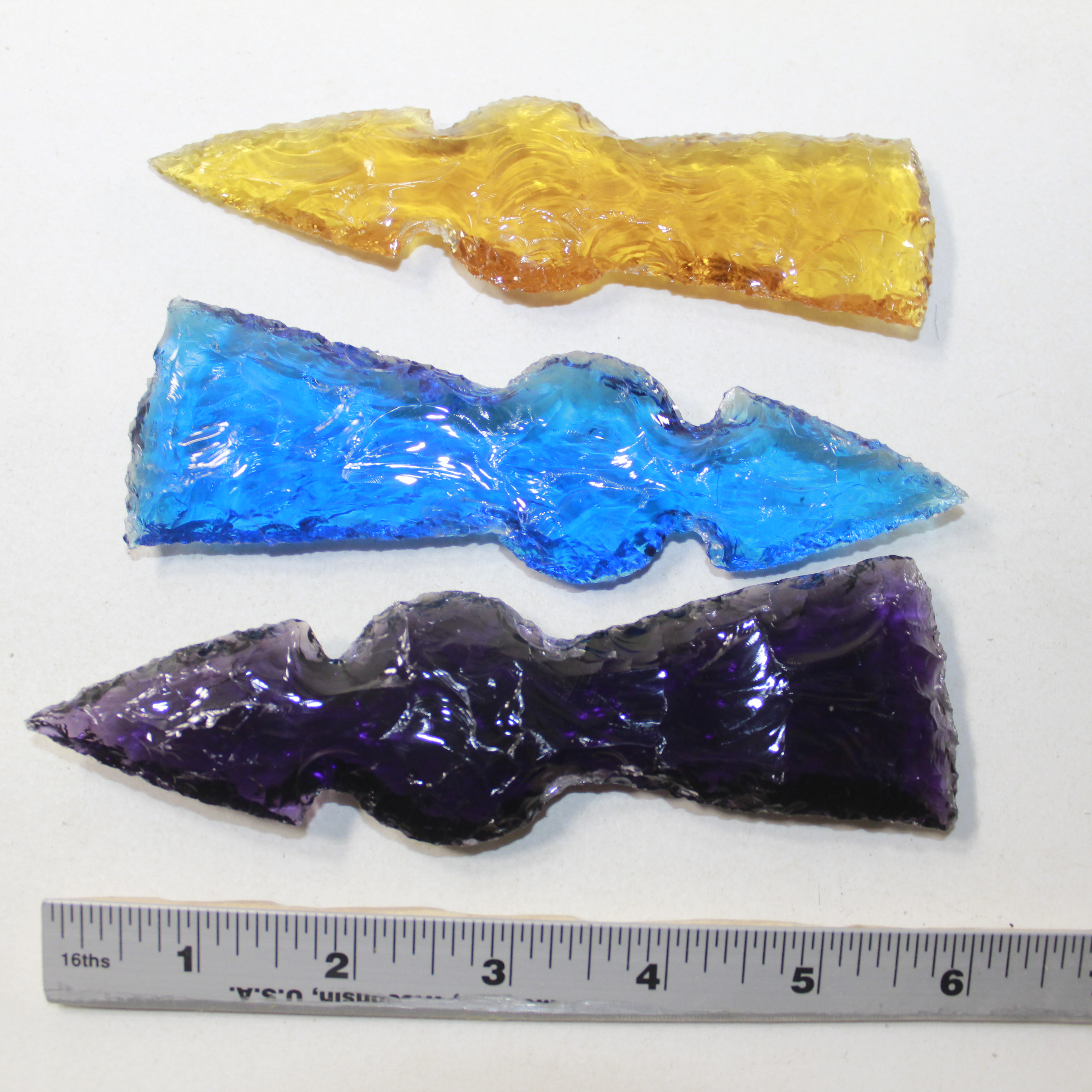 3 Glass Ornamental Tomahawk Heads #1425  Ax Axe Hatchet