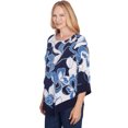 thumbnail image 3 of Alfred Dunner Womens Abstract Bold Floral Patchwork Top With Necklace, 3 of 4