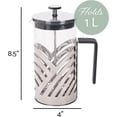 thumbnail image 4 of Chrome 1 Liter Large Glass and Stainless Steel French Press Coffee and Loose Leaf Tea Maker, 4 of 7