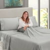 Deep Pocket 4 Piece Bed Sheet Set, Available in King Queen Full Twin and California King, Soft Microfiber, Hypoallergenic, Cool & Breathable, Bedding Bed Sheets set by Clara Clark (Queen, Silver Gray)