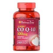 Puritans Pride QSORB CoQ10 100 mg Supports Heart Health** Important for Statin Medication Users 240 Rapid Release Softgels