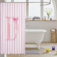 thumbnail image 3 of Manfei Pink Bowtie Monogrammed Print D Shower Curtain 72Wx84L,Geometric Stripes Pattern Bathroom Shower Curtain, 3 of 5