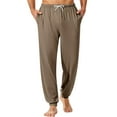 thumbnail image 2 of GrmtClth Mens Pajama Pants Lightweight Lounge Jogger Night Pants Comfy Classic Pjs Bottoms with Drawstring & Pockets Light Brown XL, 2 of 9