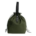 thumbnail image 1 of Canvas Insulation Bag Industrial Style Drawstring Lunch Box Pouch (Black), 1 of 4