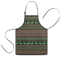 Red and Green Christmas Reindeer Pattern Kids Aprons for Girls and Boys,Adjustable Neck Strap Toddler Aprons for Kids Cooking Baking