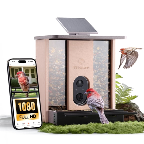 TT Nature HDPE Smart Bird Feeder with Camera, Solar Powered, AI Bird Identification, Auto Capture & Instant Alerts, 100% Recycled Plastic