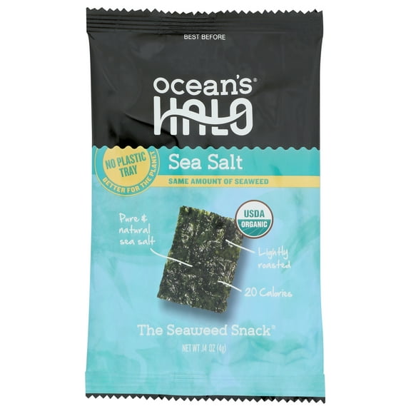 Pack of 20, Oceans Halo Sea Salt Seaweed Snack, 0.14 oz