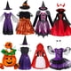 thumbnail image 2 of Disfraz de bruja de Halloween para niñas pequeñas, disfraz de princesa vampiro para niños, ropa de vestir para niños con sombrero, regalo de fiesta de carnaval, 2 of 5