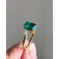 thumbnail image 3 of Solid 925 Silver Brilliant 4.10CT Colombian Emerald Center Engagement Gift Ring, 3 of 5