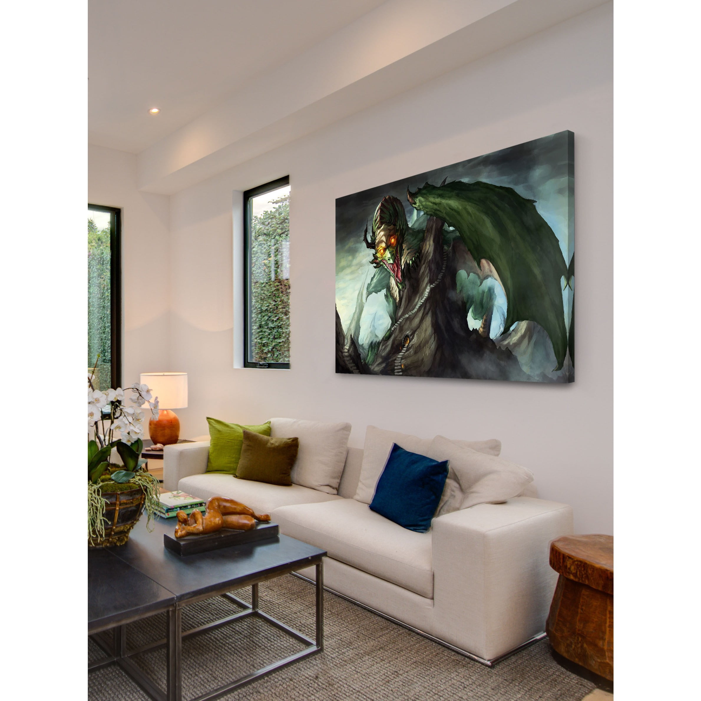 Marmont Hill "Dragon Attack" Painting Print on Canvas