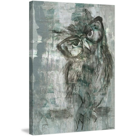 Owl Glasses Painting Print on Wrapped Canvas