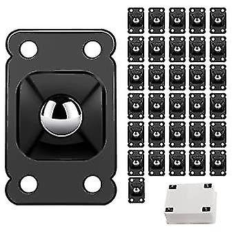 32 piezas (negras) Mini ruedas ruedas Pasta de acero inoxidable autoadhesiva Rueda universal Caja de almacenamiento con rotación de 360 grados Contenedores para muebles Bote de basura inferior
