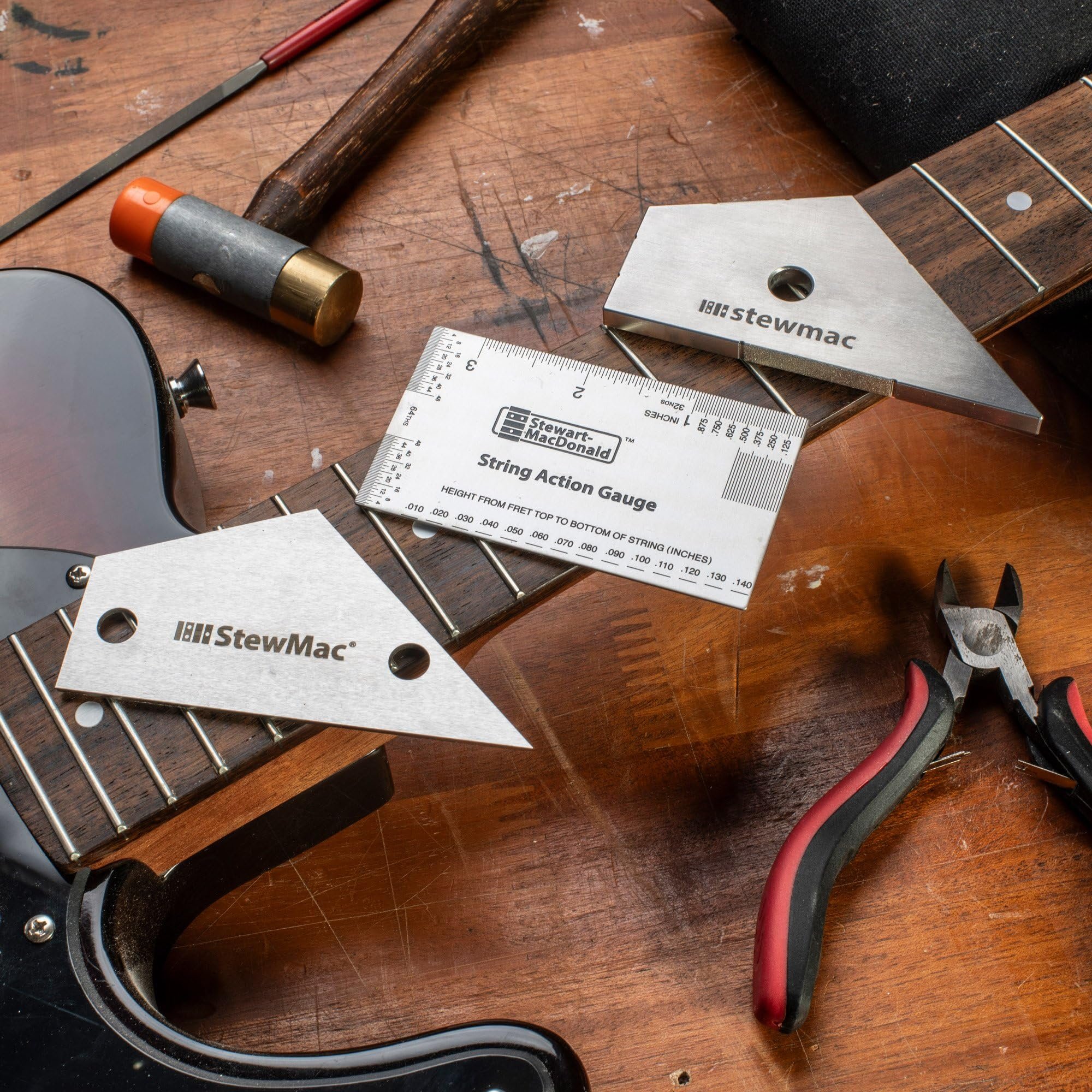 StewMac Precision Fret Guitar Tool Trio, Imperial  String Action Gauge, Fret Rocker, Fret Kisser for Guitar Setup & Repair