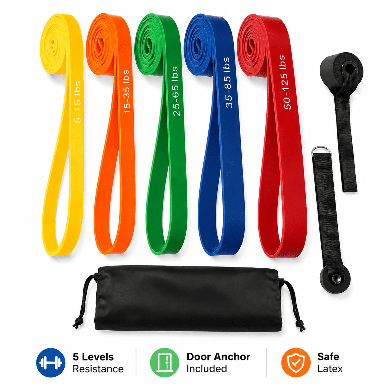 XPRT Fitness Resistance Bands Set for Home Gym and Exercise Combo