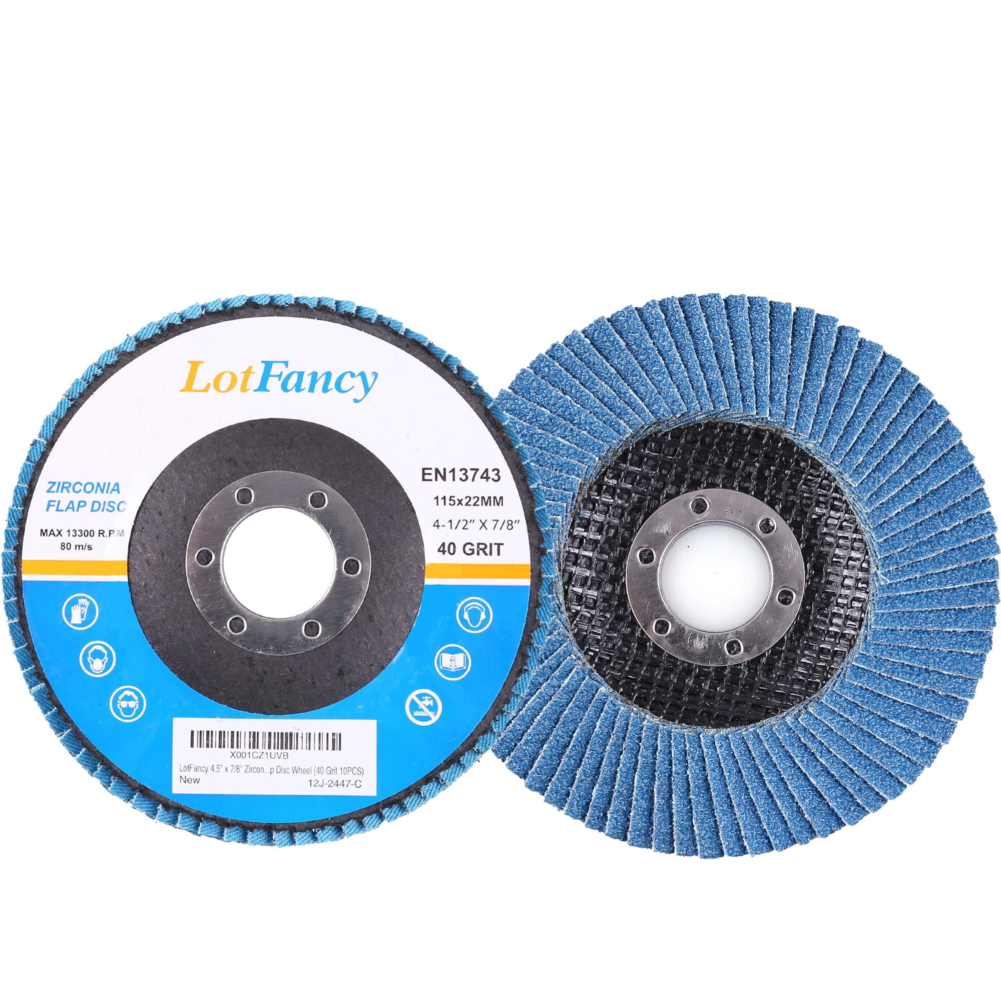 40PC 4-1/2"x7/8" 36 GRIT Flap Disc Angle Grinding Sanding Wheels Aluminum Oxide 