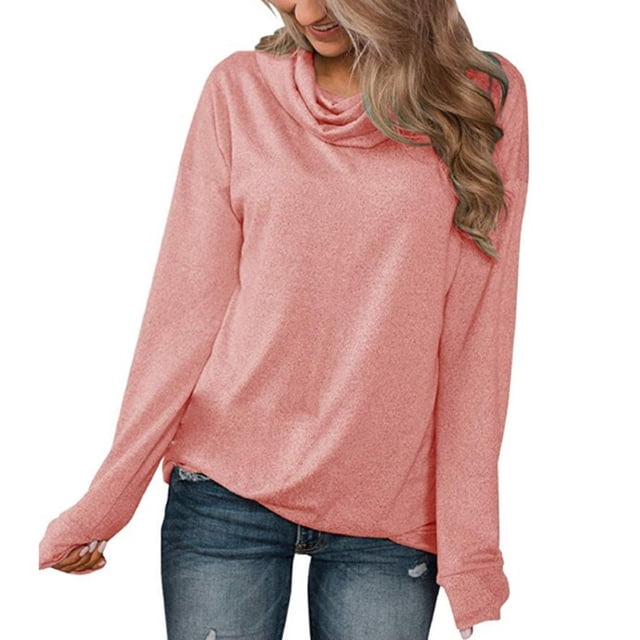 Jersey para mujer, camisa, cuello vuelto, manga larga, hombros caídos, sudadera holgada y cálida para invierno y otoño