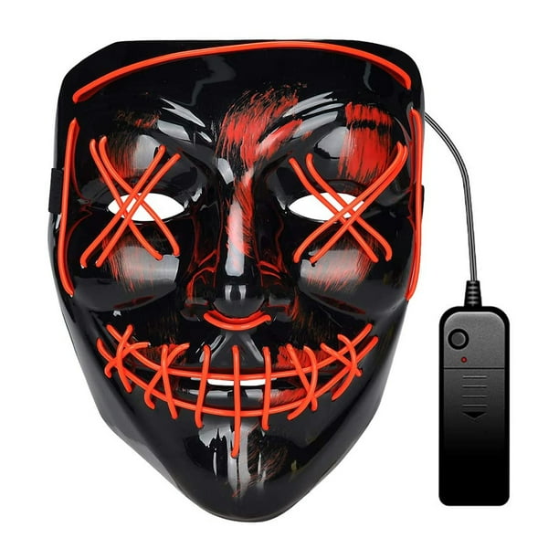 Máscara LED de Halloween, máscara aterradora con luz LED, máscara brillante de cosplay para la fiesta del festival de Halloween MFZFUKR 2034434-1