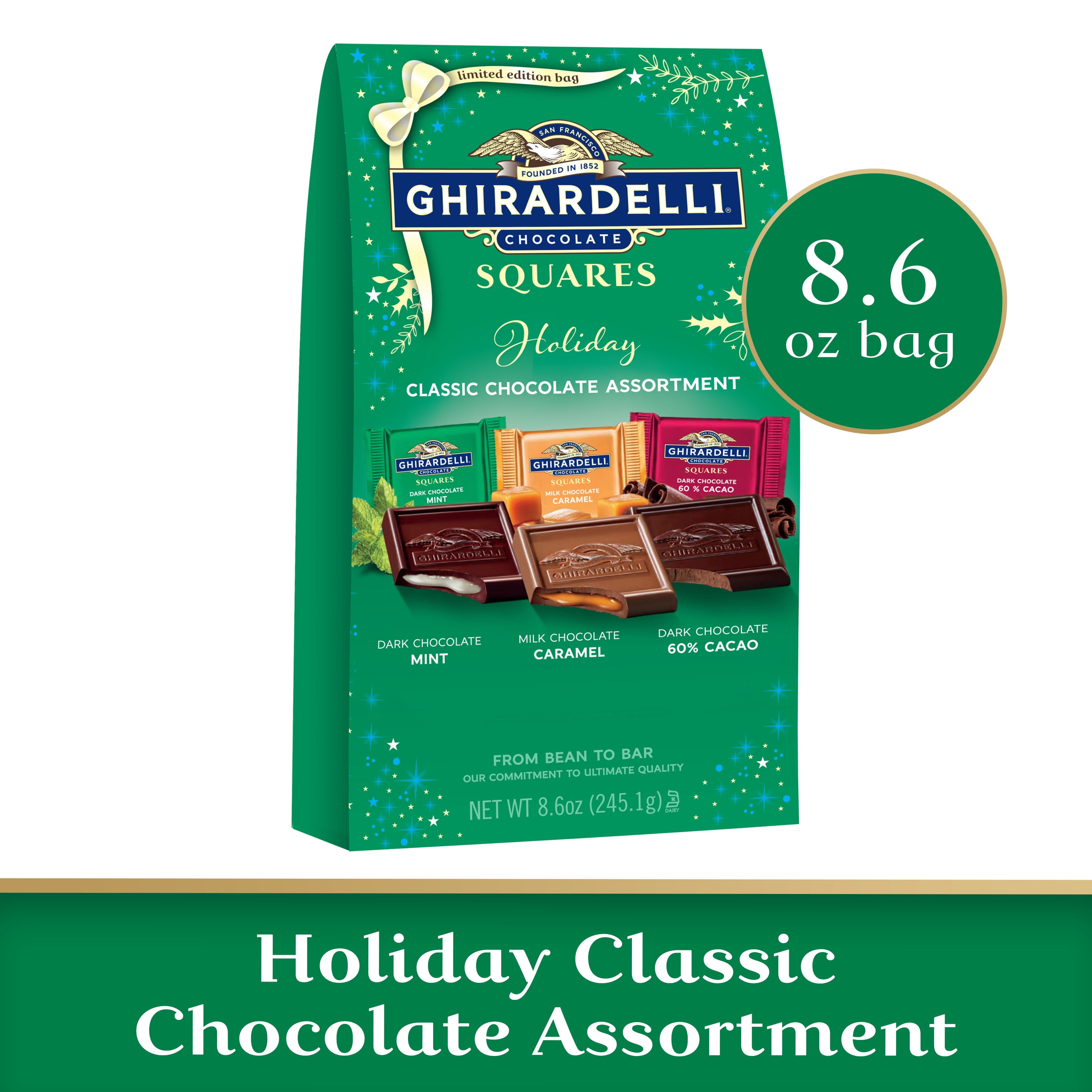 GHIRARDELLI Holiday Classic Chocolate Assortment Squares, 8.6 OZ Bag