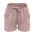 thumbnail image 3 of Hvyesh Womens Striped Shorts 2025 Summer Drawstring Straight Leg Lounge Elastic Waist Casual Beach Shorts with Pockets, 3 of 7