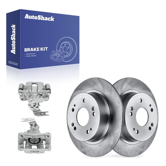 AutoShack Rear Solid Brake Rotors   Calipers 4-PC Brake Kit Replacement for 2013-2017 Honda Accord 11.1" (282 mm)