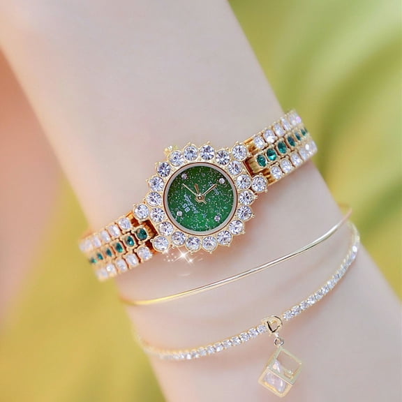 BS Bee Sister New Jewelry Shiny Full Diamond Small Green Watch Multi-color Elegant Women's Chain Watch FA1580Women's Quartz Watch