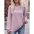 thumbnail image 4 of Camisas de Larga para Mujer, Moda Otoño 2025, Blusas Elegantes e Informales, Blusas Tipo Túnica Plisadas con Cuello Redondo. Púrpura S, 4 of 10