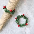 thumbnail image 3 of CoreLiving 1 Pc Small Artificial Red Berry Candle Rings Wreath, Festive Christmas Table Decoration for 3 Inch Pillar Taper Candles, Rustic Wedding Centerpiece, 3 of 4