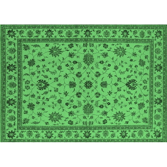 Ahgly Company Indoor Rectangle Oriental Emerald Green Industrial Area Rugs, 2' x 4'