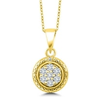 Gem Stone King 18K Yellow Gold Plated Silver White Lab Grown Diamond Round Pendant Necklace for Women (0.34 Cttw, Gemstone Birthstone, with 18 inch Chain)