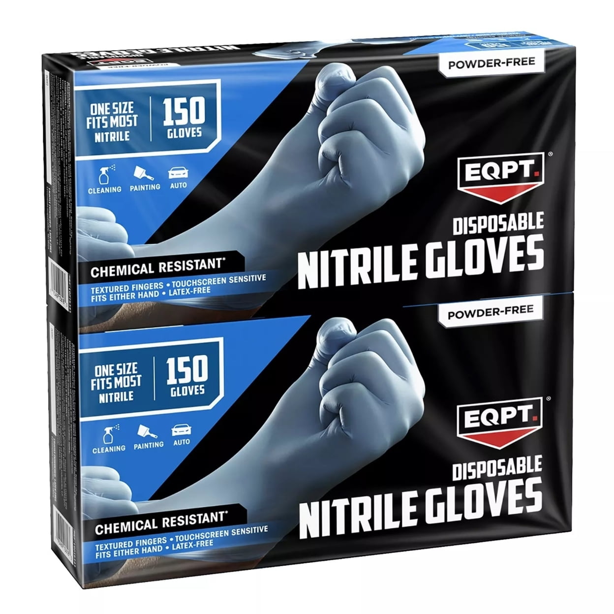 EQPT Industrial Powder-Free Nitrile Gloves Blue 150 Count (2 Pack)