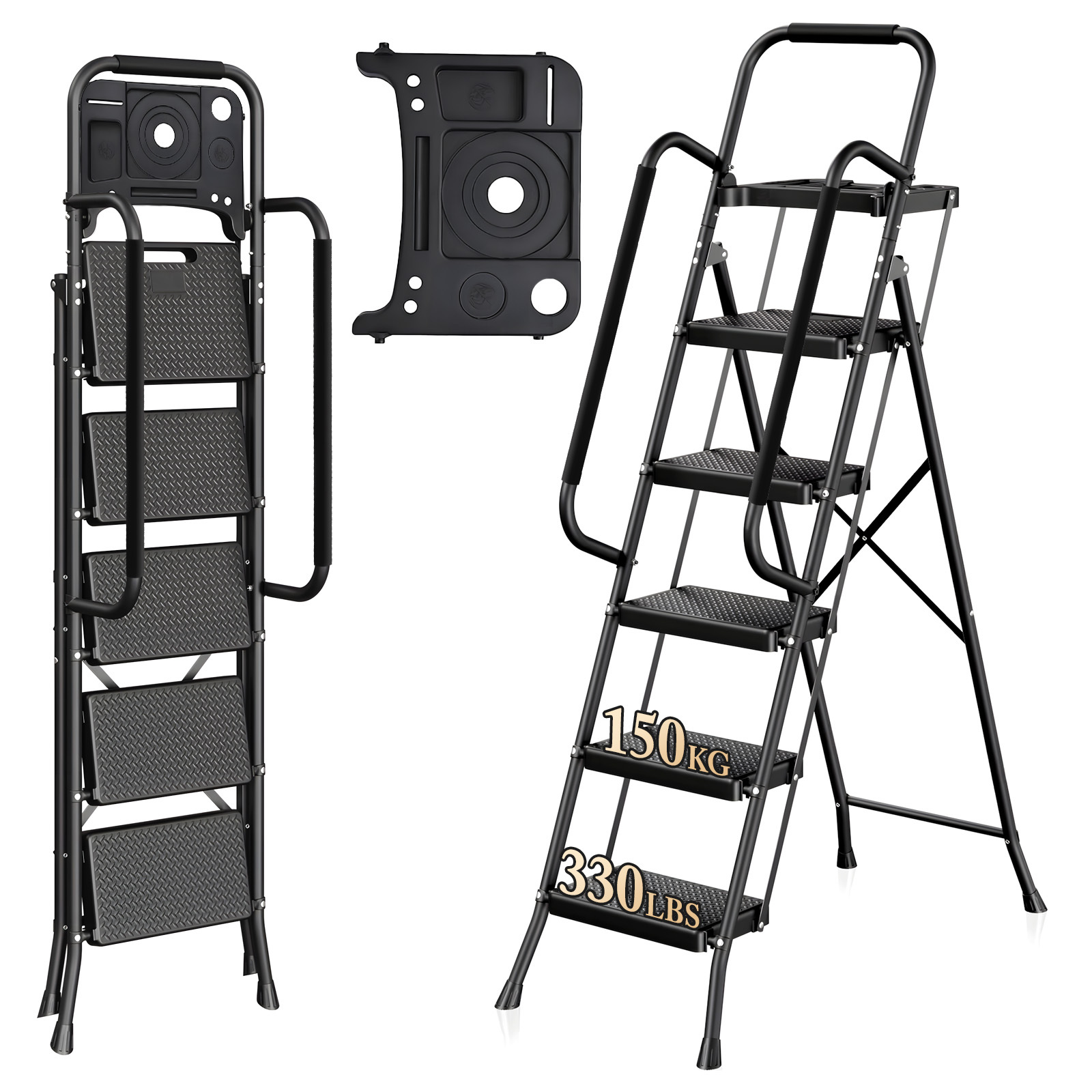 UNTIMATY 5-Step Ladder with Handrails and Tool Tray photo 8