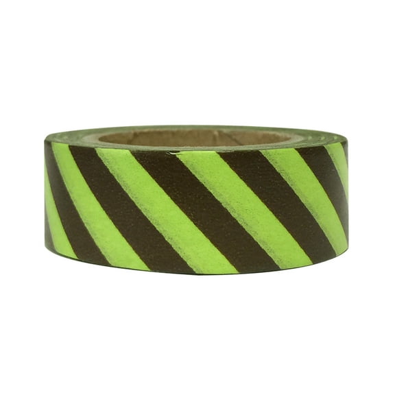 Wrapables® Colorful Washi Masking Tape, Green and Brown Diagonal Stripes